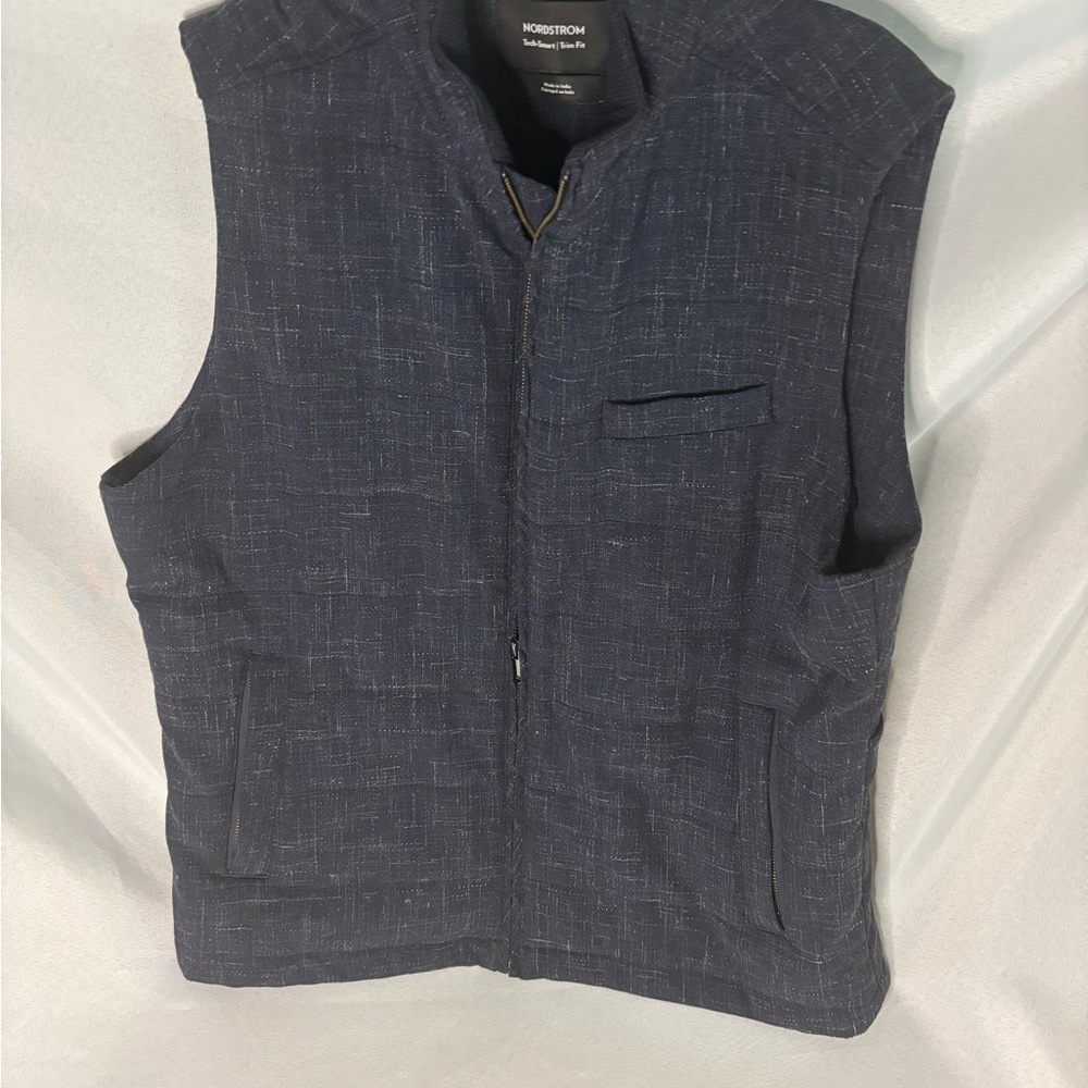 Nordstrom Blue Wool-Blend Vest Classic Design